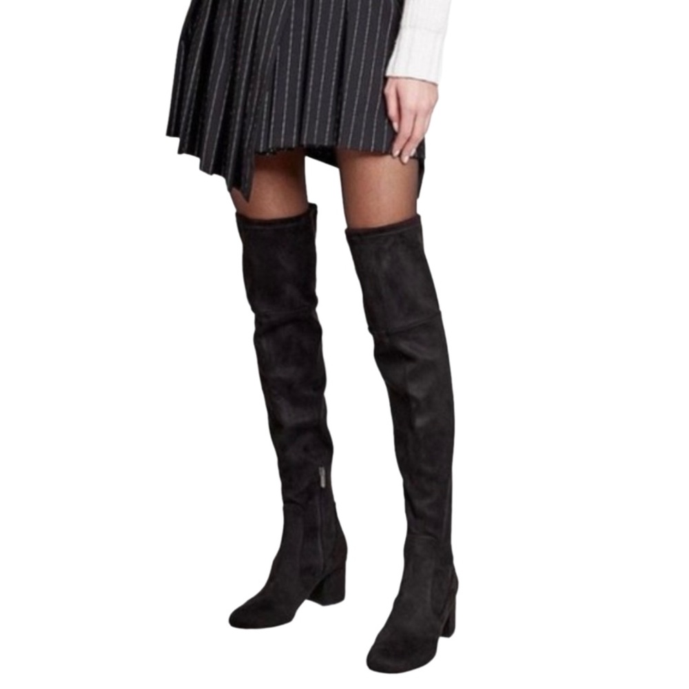 Sam Edelman Varona Black Suede Over the Knee Block Heel Thigh High Boots